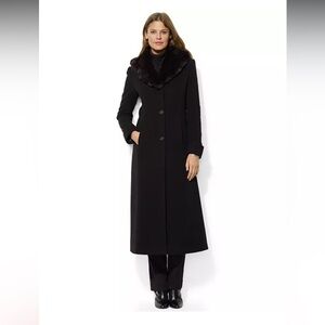 Ralph Lauren Black Coat with Fur Collar